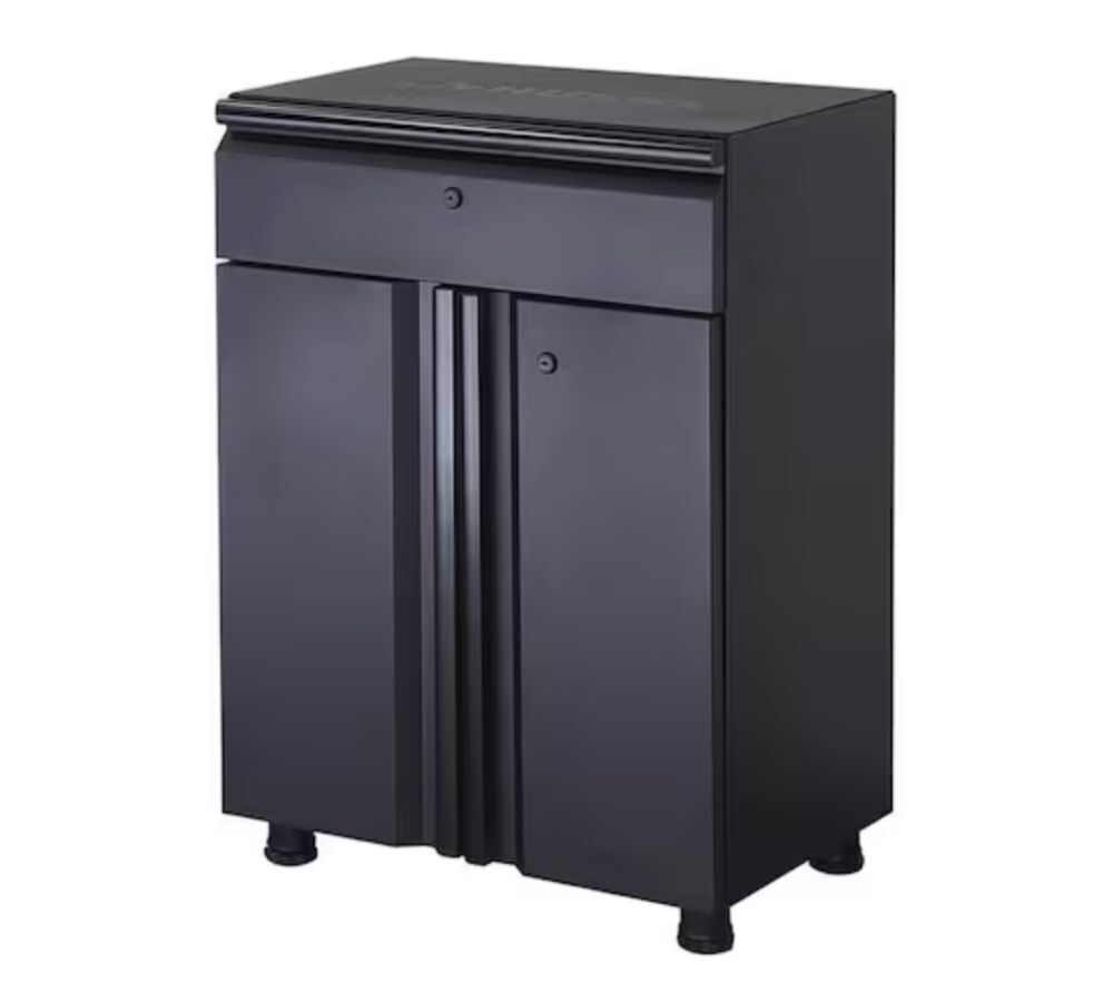 Husky Regular Duty Welded 24-Gauge Steel 1-Drawer 2-Door Garage Base Cabinet in Black (24 in. W x 33 in. H x 16 in. D) - Image 1 - Lot 45JF