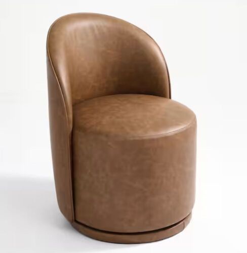 Uixe Brown PU Leather Swivel Accent Barrel Chair - Lot 46JF