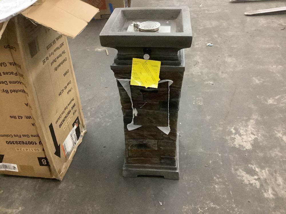 Hampton Bay 11.8 in. W 15000 Btu Envirostone Propane Outdoor Fire Column with Lava Rocks - Image 2 - Lot 47JF