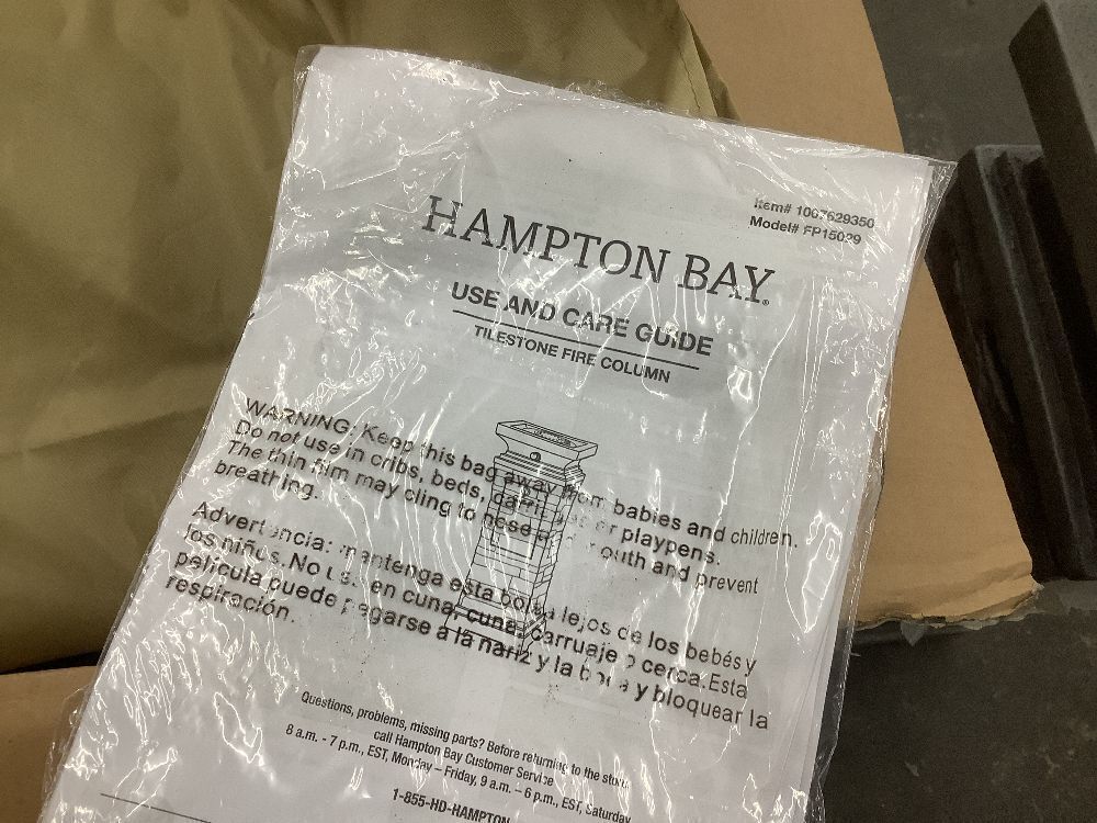 Hampton Bay 11.8 in. W 15000 Btu Envirostone Propane Outdoor Fire Column with Lava Rocks - Image 6 - Lot 47JF