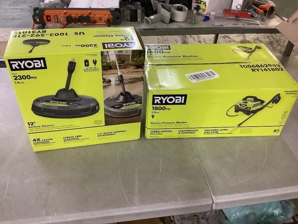 RYOBI 1800 PSI 1.2 GPM Cold Water Electric Pressure Washer with Surface Cleaner - Image 2 - Lot 50JF