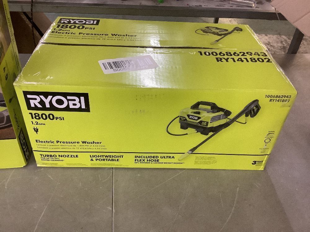 RYOBI 1800 PSI 1.2 GPM Cold Water Electric Pressure Washer with Surface Cleaner - Image 3 - Lot 50JF