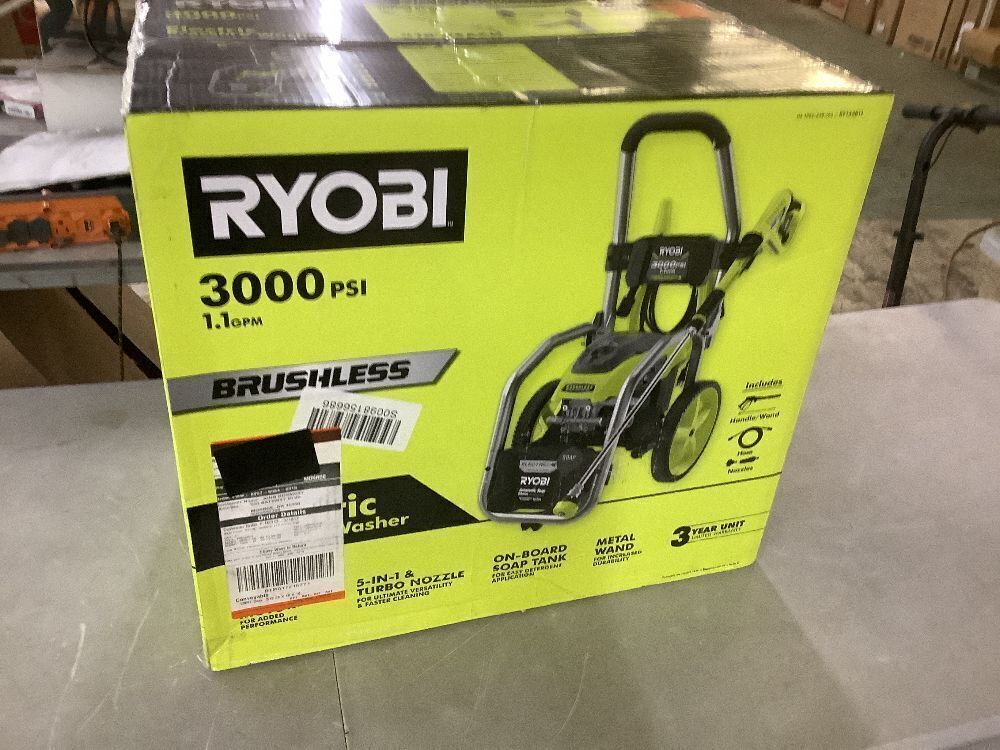 RYOBI 3000 PSI 1.1 GPM Cold Water Electric Pressure Washer - Image 2 - Lot 14JF
