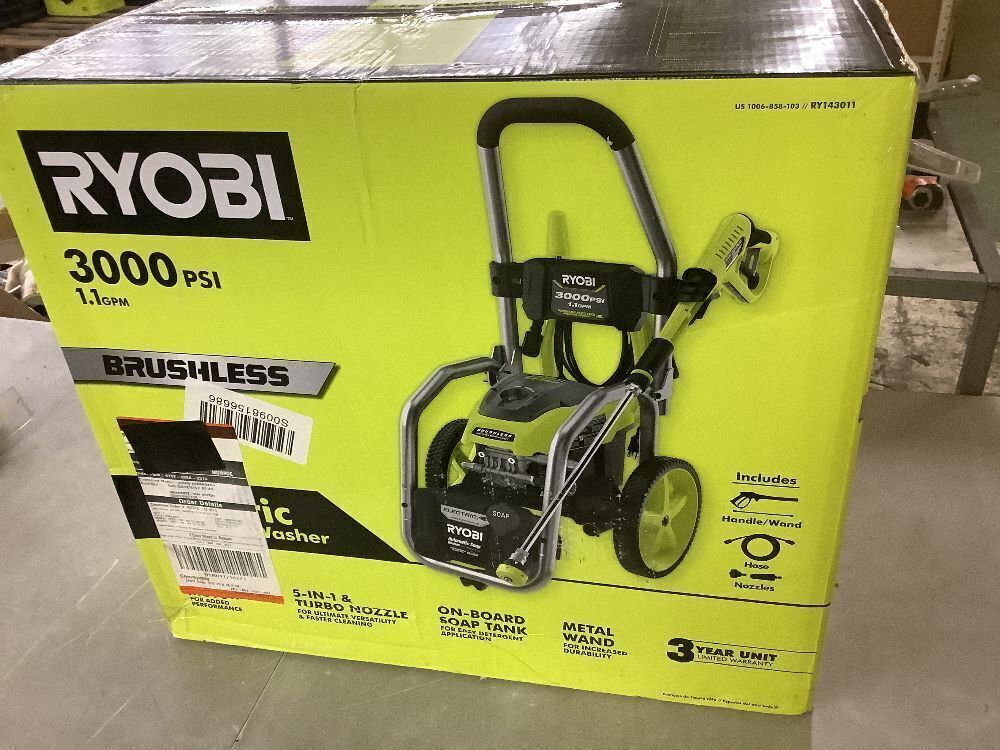 RYOBI 3000 PSI 1.1 GPM Cold Water Electric Pressure Washer - Image 3 - Lot 14JF