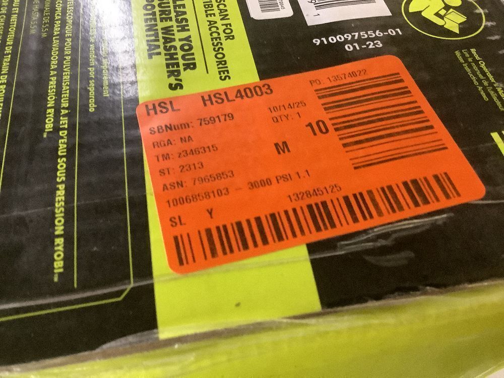 RYOBI 3000 PSI 1.1 GPM Cold Water Electric Pressure Washer - Image 5 - Lot 14JF