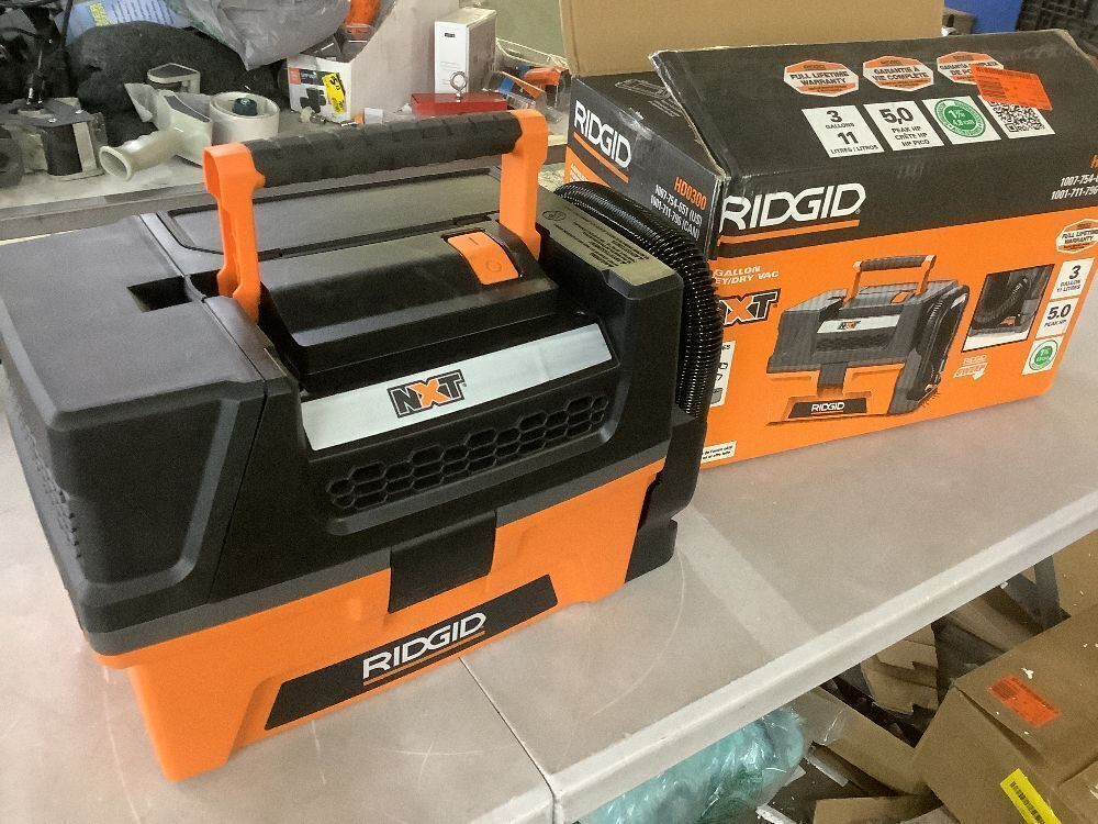 RIDGID 3 Gal. 5.0 Peak HP NXT Shop Vacuum Wet Dry Vac with Fine Dust Filter, Expandable Hose and Accessory Attachments HD0300 - Image 2 - Lot 41JF