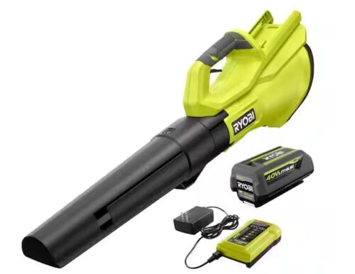 RYOBI 40V 120 MPH 550 CFM Cordless Battery Leaf Blower With 4.0 Ah Battery and Charger - Lot 42JF