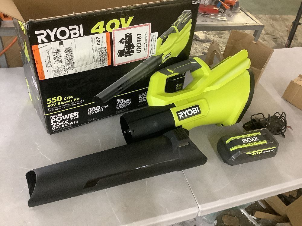 RYOBI 40V 120 MPH 550 CFM Cordless Battery Leaf Blower With 4.0 Ah Battery and Charger - Image 2 - Lot 42JF