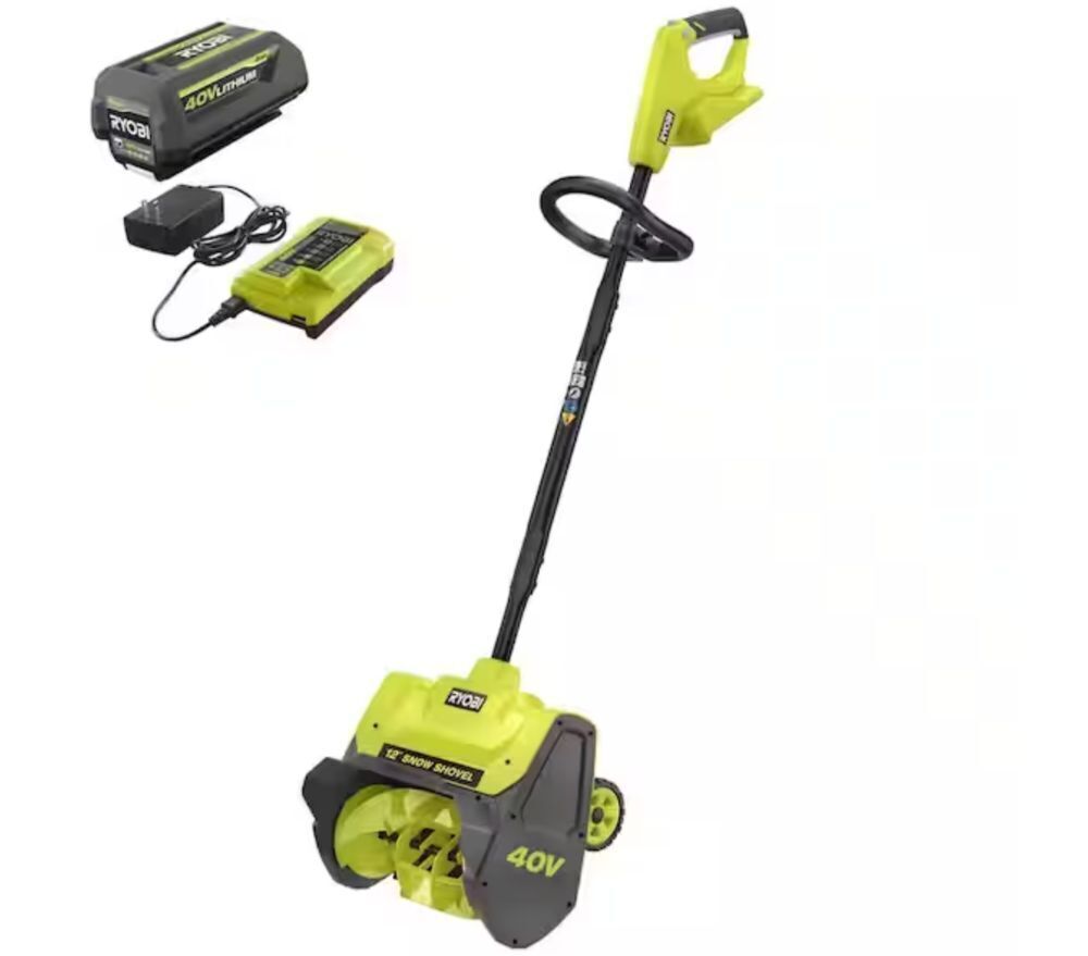 RYOBI 40V 12 in. Single-Stage Cordless Electric Snow Shovel with 4.0 Ah Battery and Charger - Image 1 - Lot 43JF