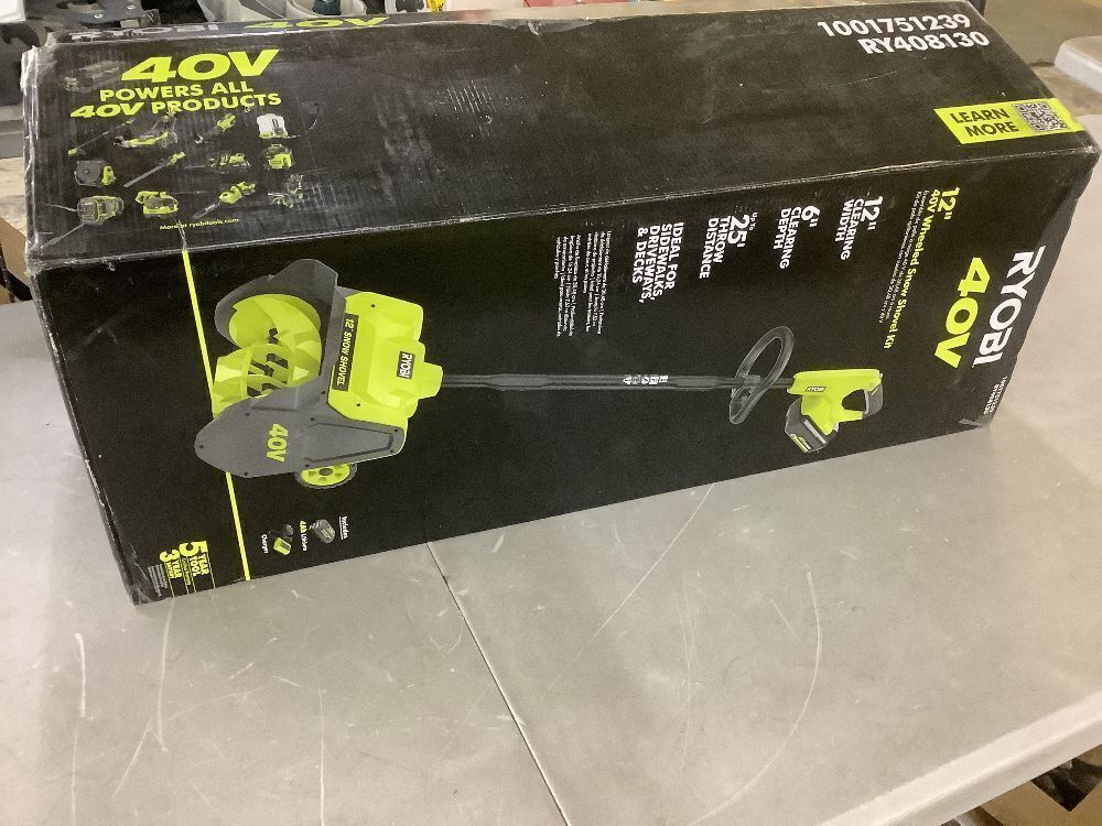 RYOBI 40V 12 in. Single-Stage Cordless Electric Snow Shovel with 4.0 Ah Battery and Charger - Image 2 - Lot 43JF