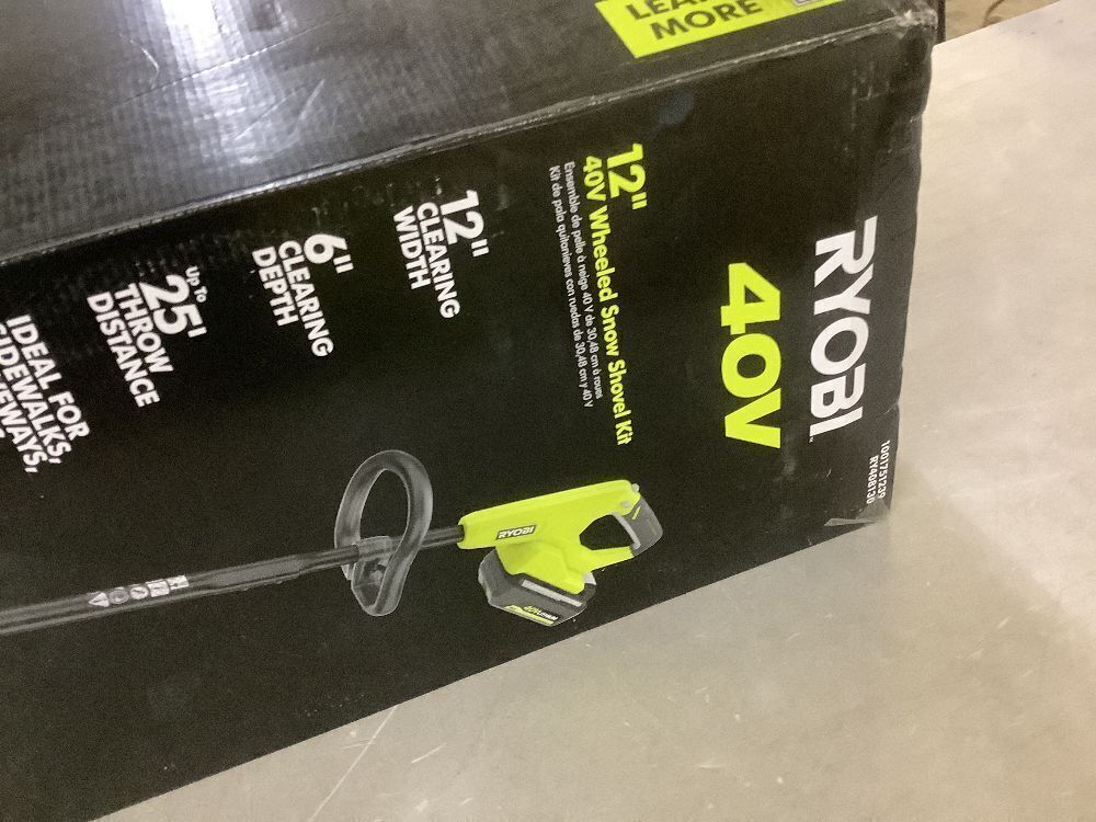 RYOBI 40V 12 in. Single-Stage Cordless Electric Snow Shovel with 4.0 Ah Battery and Charger - Image 3 - Lot 43JF