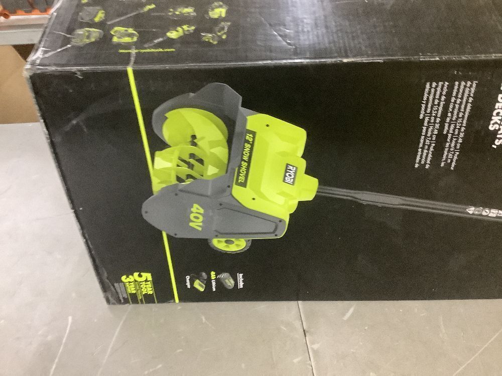 RYOBI 40V 12 in. Single-Stage Cordless Electric Snow Shovel with 4.0 Ah Battery and Charger - Image 4 - Lot 43JF