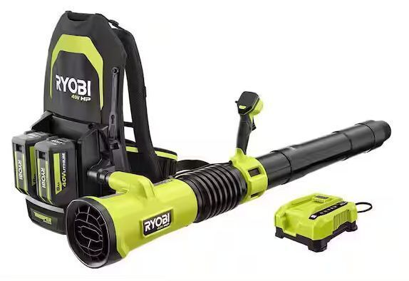 RYOBI 40V HP Brushless Whisper Series 180 MPH 850 CFM Cordless Battery Backpack Leaf Blower with 8.0 Ah Battery and Charger - Image 1 - Lot 22JF