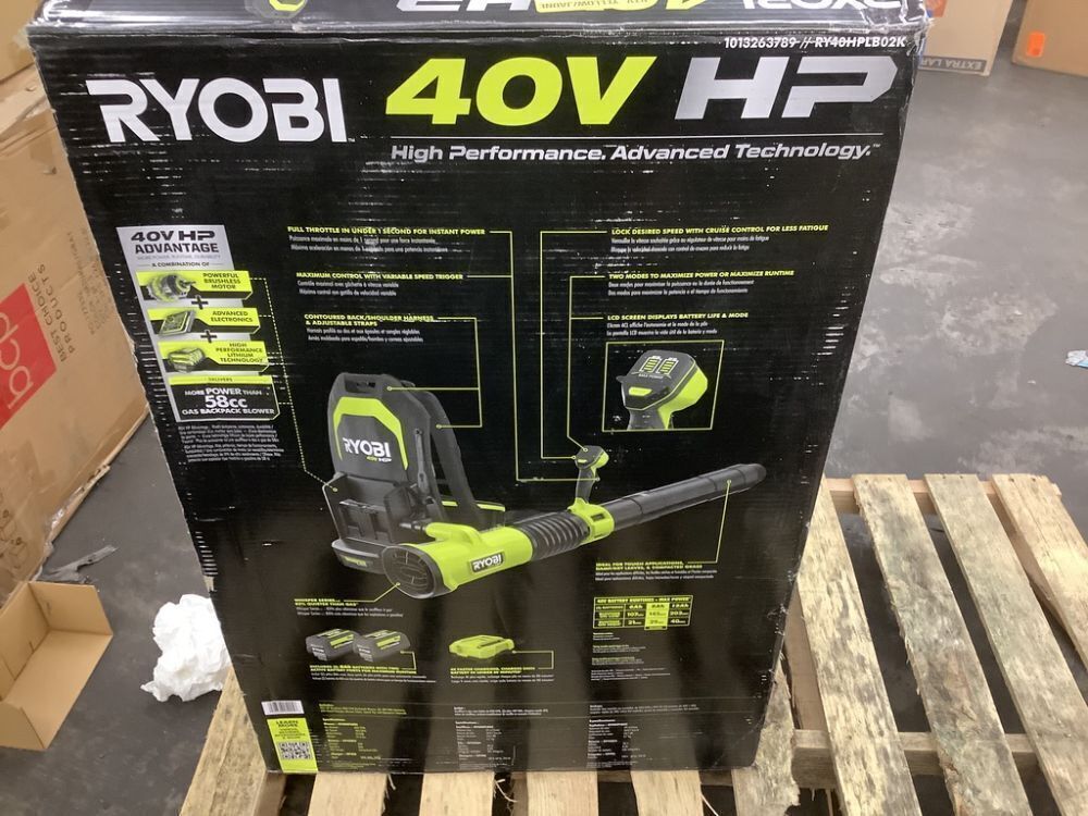 RYOBI 40V HP Brushless Whisper Series 180 MPH 850 CFM Cordless Battery Backpack Leaf Blower with 8.0 Ah Battery and Charger - Image 5 - Lot 22JF