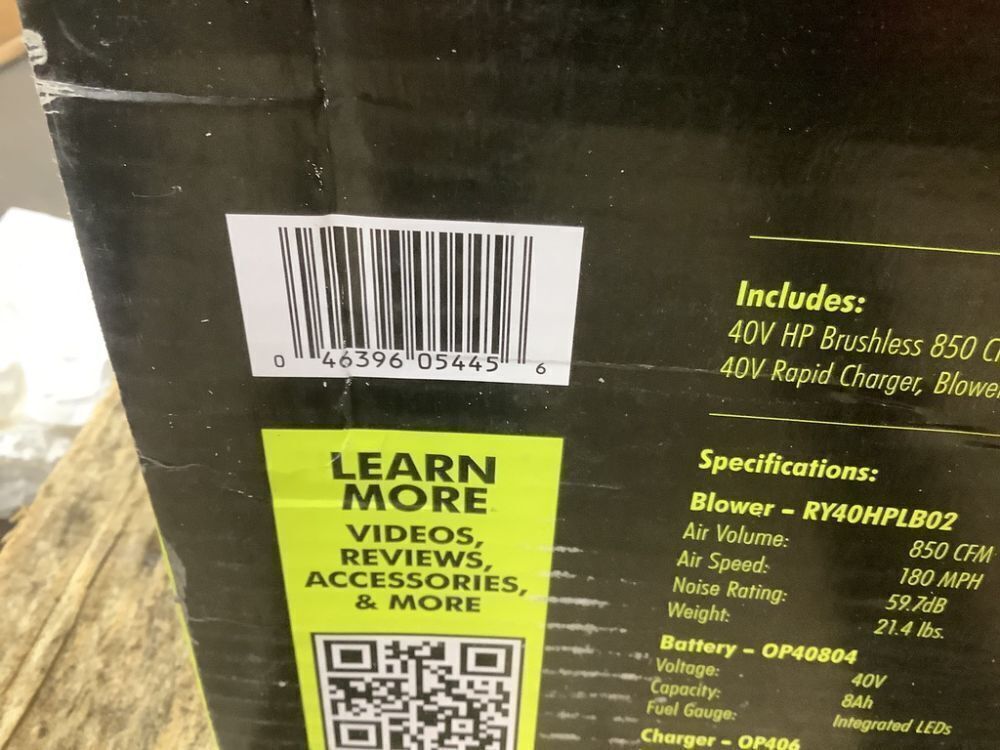 RYOBI 40V HP Brushless Whisper Series 180 MPH 850 CFM Cordless Battery Backpack Leaf Blower with 8.0 Ah Battery and Charger - Image 6 - Lot 22JF
