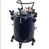 10 Gallon Heavy Duty Steel Pressure Pot Paint Tank with Clamp on Lid, Caster Wheels, Manual Mixing Agitator, Regulator & Pressure Gauge for Resin Casting, Large Volume - Thumbnail 1