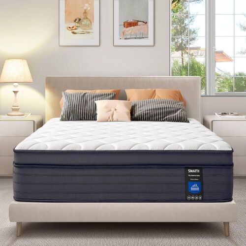 SIMARTH King Size 14 Inch Memory Foam Hybrid Mattress, Medium - Lot 39JF