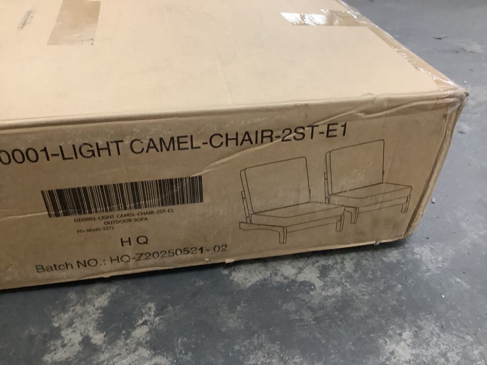 Uixe Teak Color Solid Wood Frame Armless Chairs with Removable Light Camel Cushions, Set of 2 - Image 4 - Lot 23JF