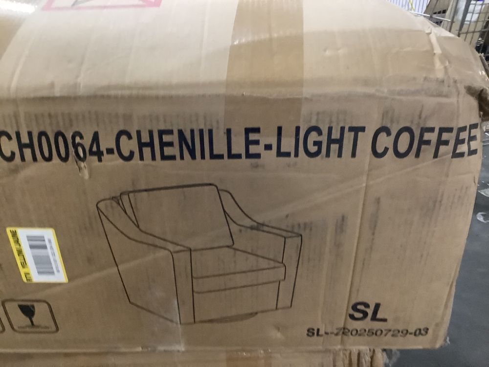 Uixe Light Coffee Chenille Upholstered Swivel Accent Barrel Chair - Image 3 - Lot 28JF