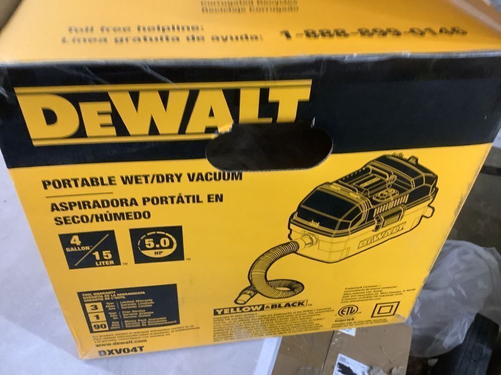 DEWALT 4 Gal. 5.0 HP Poly Wet/Dry Vacuum with Hose and Accessories - Image 10 - Lot 31JF