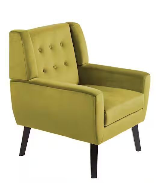 Uixe Mid-Century Modern Button Green Velvet Accent Arm Chair - Image 1 - Lot 33JF