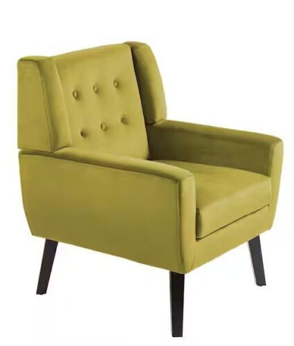 Uixe Mid-Century Modern Button Green Velvet Accent Arm Chair - Lot 33JF