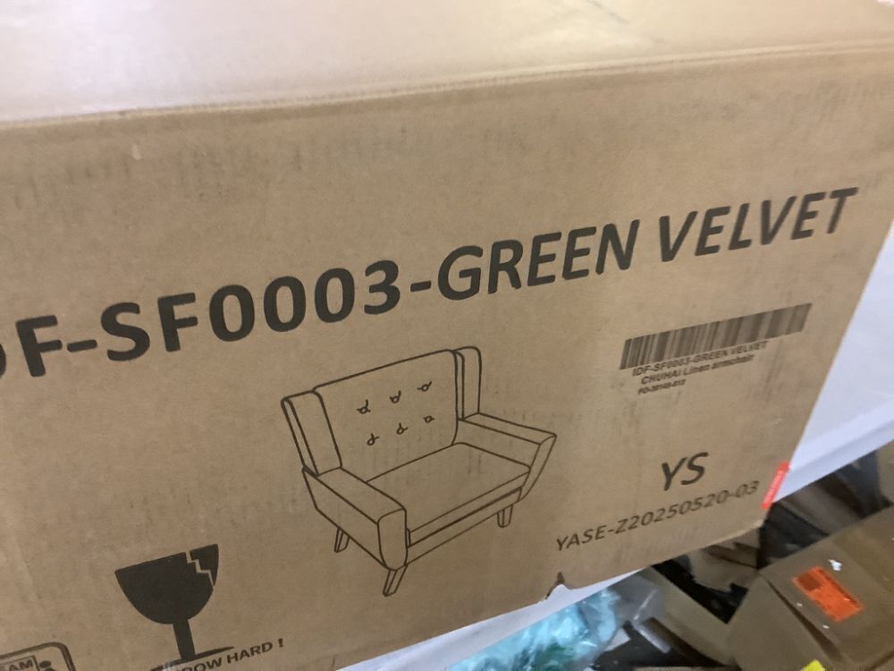 Uixe Mid-Century Modern Button Green Velvet Accent Arm Chair - Image 3 - Lot 33JF