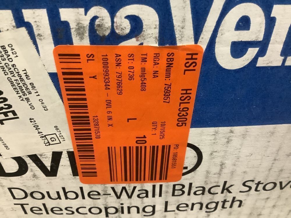 DuraVent Model DVL Double Wall Stove Pipe 6in. Diameter x 40in. to 68in. Telescoping Stove Pipe Length - Image 4 - Lot 104JF