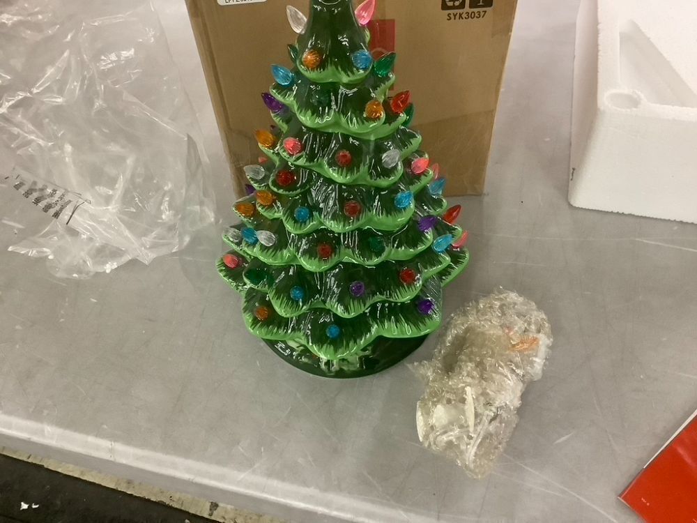 Pre-Lit Ceramic Tabletop Christmas Tree with Lights- 15in - Image 2 - Lot 310
