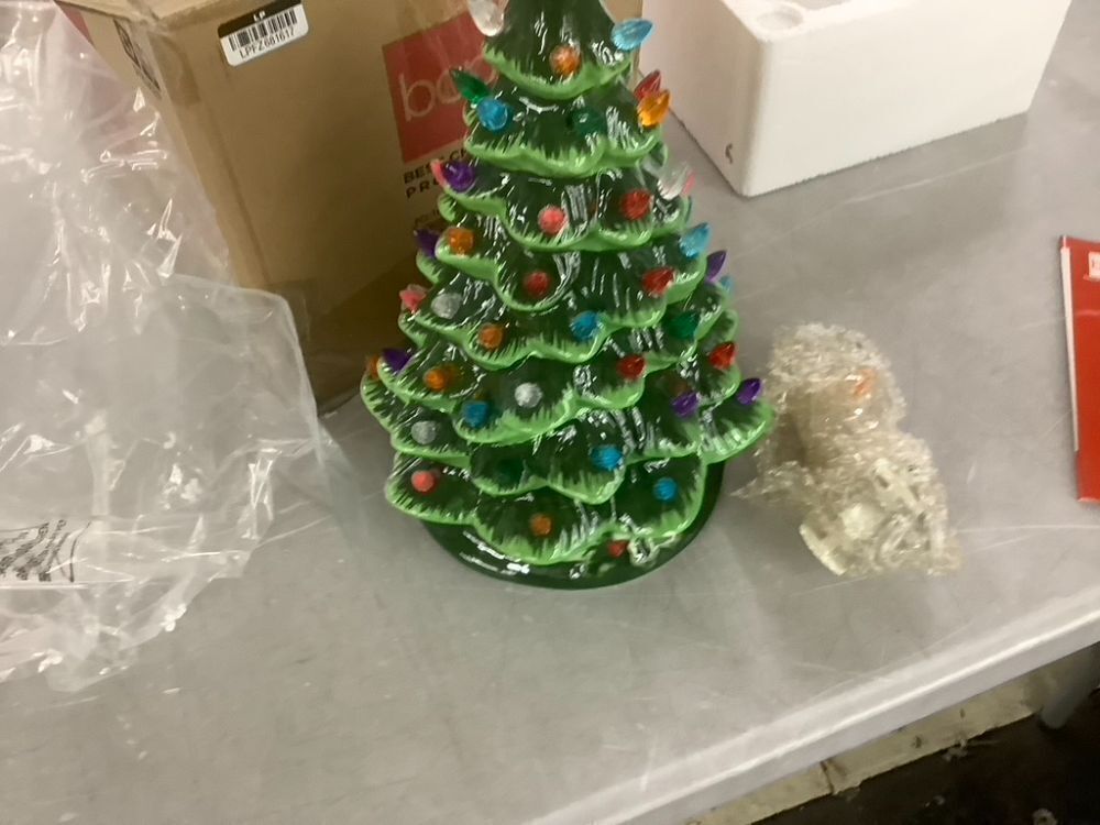 Pre-Lit Ceramic Tabletop Christmas Tree with Lights- 15in - Image 3 - Lot 401