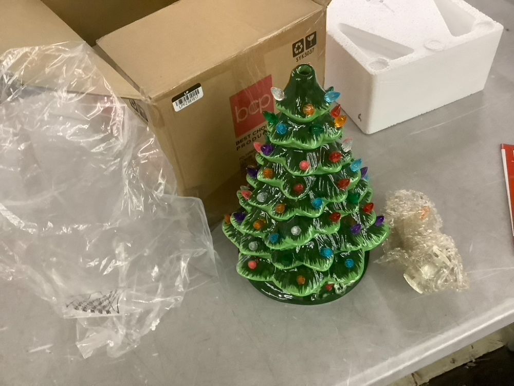 Pre-Lit Ceramic Tabletop Christmas Tree with Lights- 15in - Image 4 - Lot 406