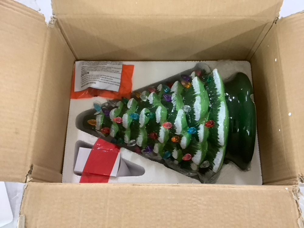 Pre-Lit Ceramic Tabletop Christmas Tree with Lights- 15in - Image 2 - Lot 448