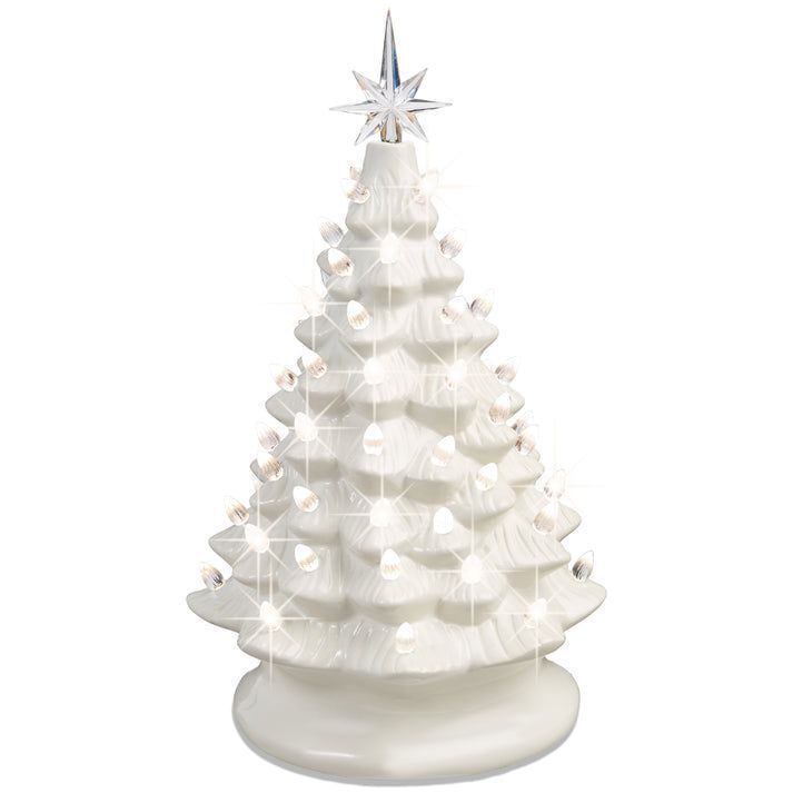 Pre-Lit Ceramic Tabletop Christmas Tree with Lights- 15in - Image 1 - Lot 647