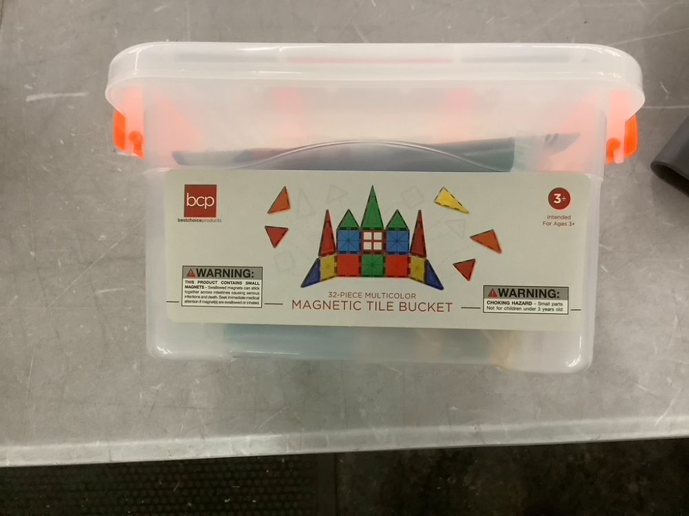 32-Piece Kids Mini Magnetic Tiles Educational STEM Toy Set w/ Carrying Case - Image 2 - Lot 747