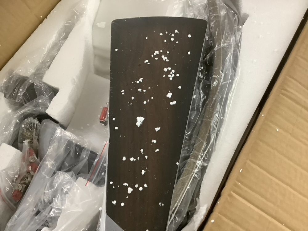 Wood Wagon Wheel Chandelier Ceiling Fan 44" - Image 6 - Lot 207