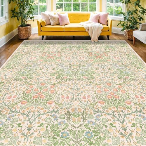 Washable Light Green Area Rug, 9' x 12' - Lot 449