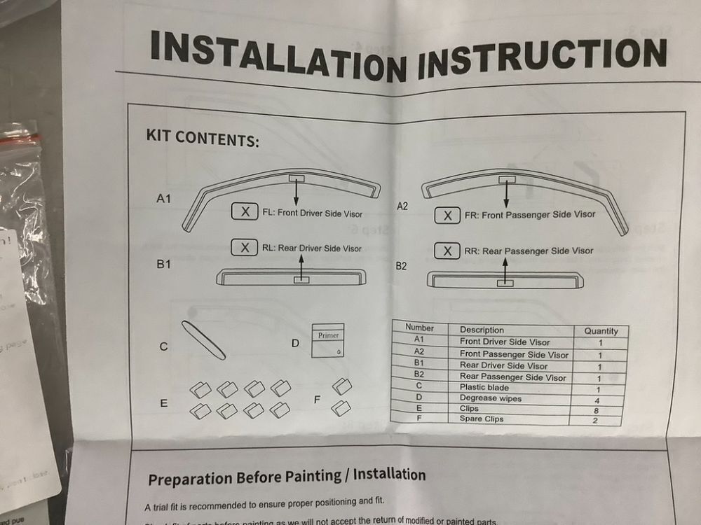 Rain Guard Window Visors, Unknown Fit - Image 2 - Lot 749