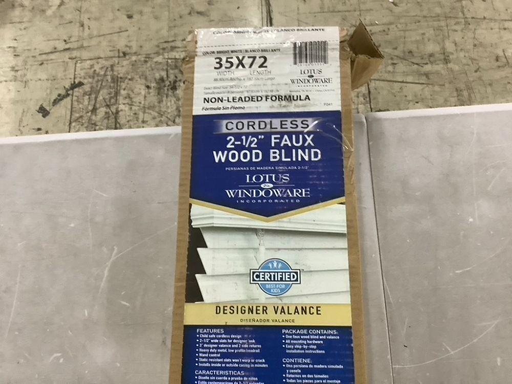 Lotus & Windoware Cordless 2-1/2 Inch Faux Wood Blinds, 35" x 72" - Image 6 - Lot 637