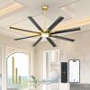 72 Inch Black & Gold Industrial Ceiling Fan With Light - Thumbnail 1