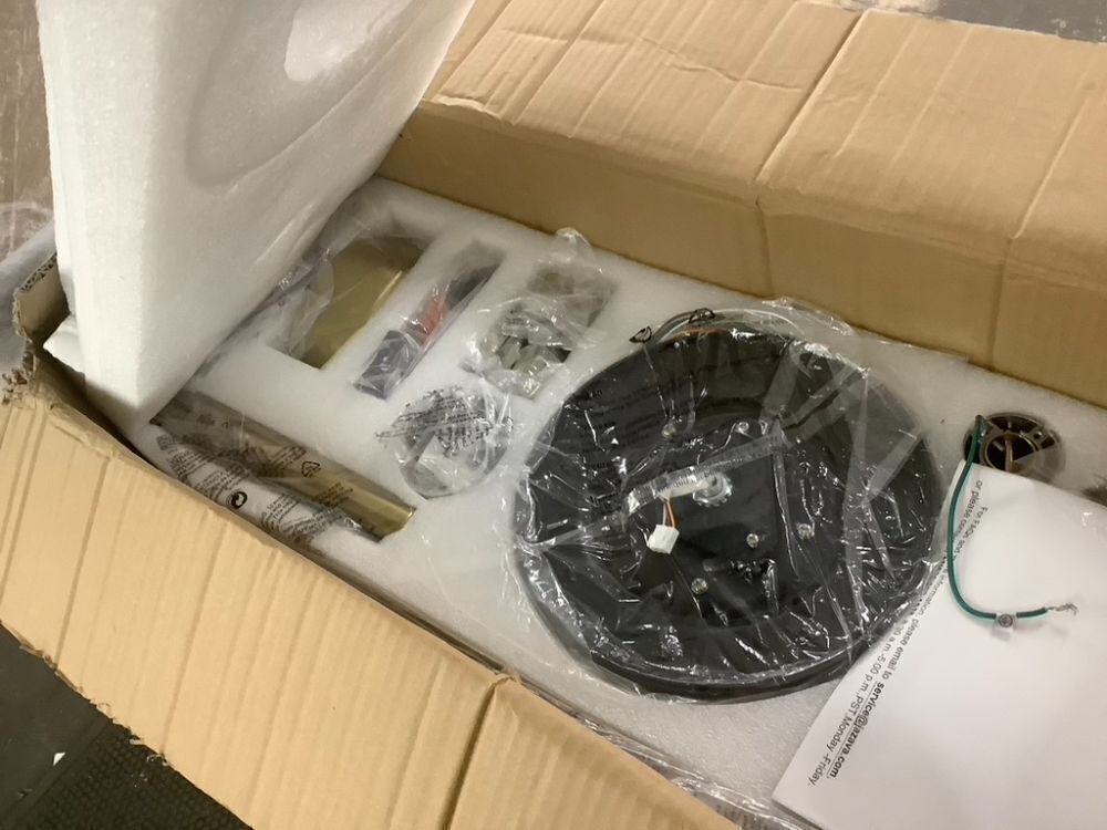 72 Inch Black & Gold Industrial Ceiling Fan With Light - Image 6 - Lot 333