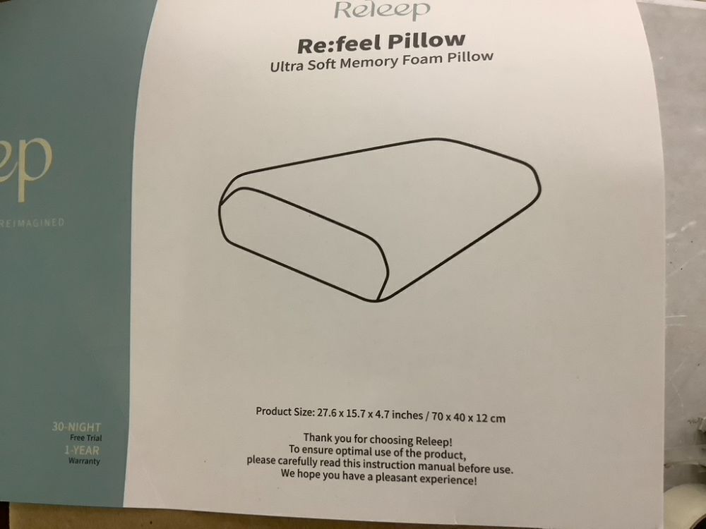 Releep Ultra Soft Memory Foam Pillow - Image 3 - Lot 735