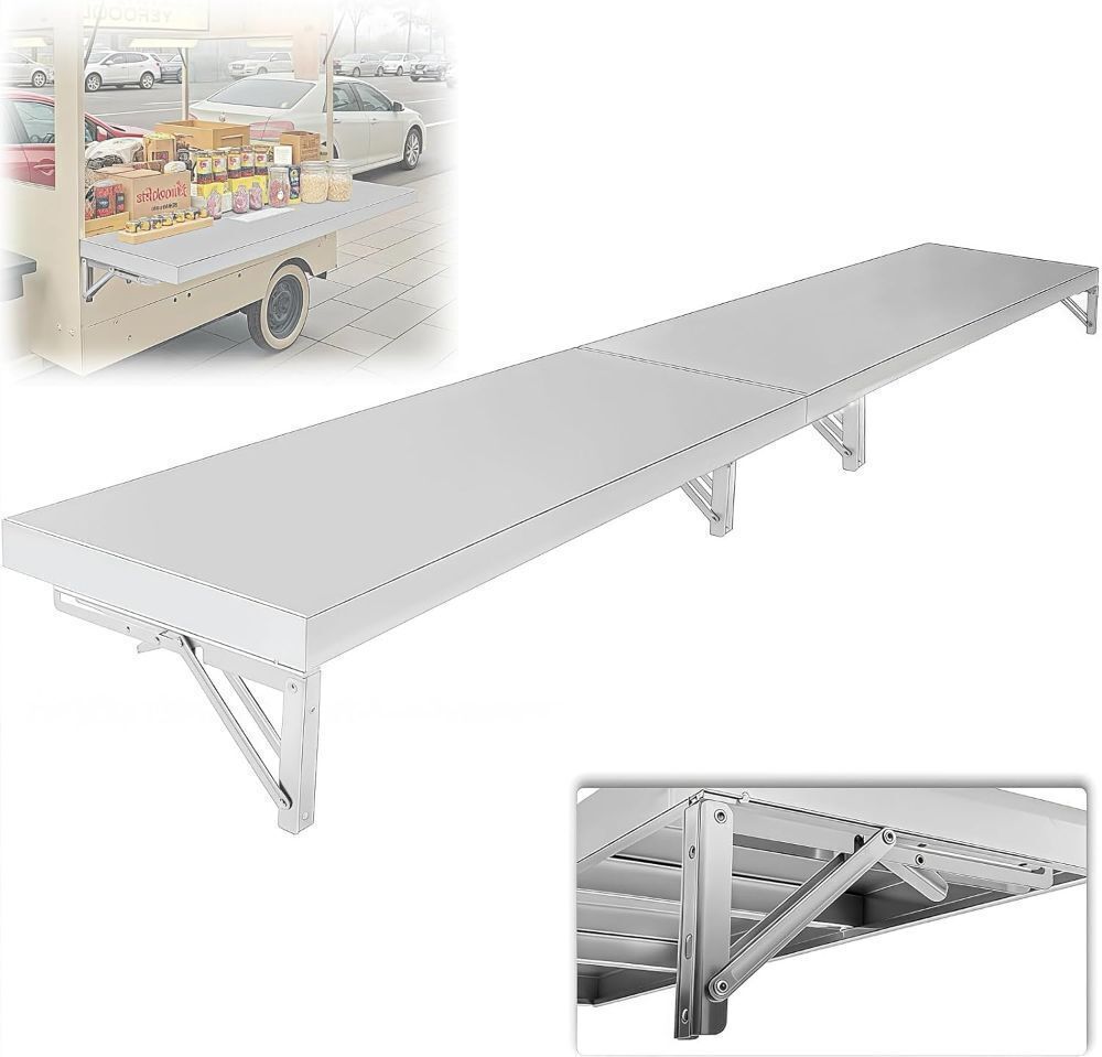 Noliven Stainless Steel Drop Down Folding Concession Shelf, 72" x 12" - Image 1 - Lot 440