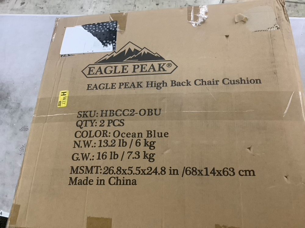 EAGLE PEAK Tufted High Back Patio Chair Cushions, Set of 2, 46'' x 22'', Ocean Blue - Image 2 - Lot 236