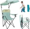 YOUNG WOOD Portable Camping Chair with Shade Canopy - Thumbnail 1