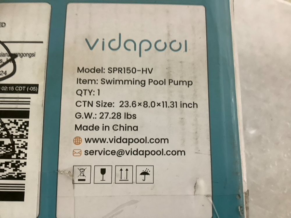 Vidapool 1.5 HP Swimming Pool Pump, 220V, 7350 GPH - Image 7 - Lot 239