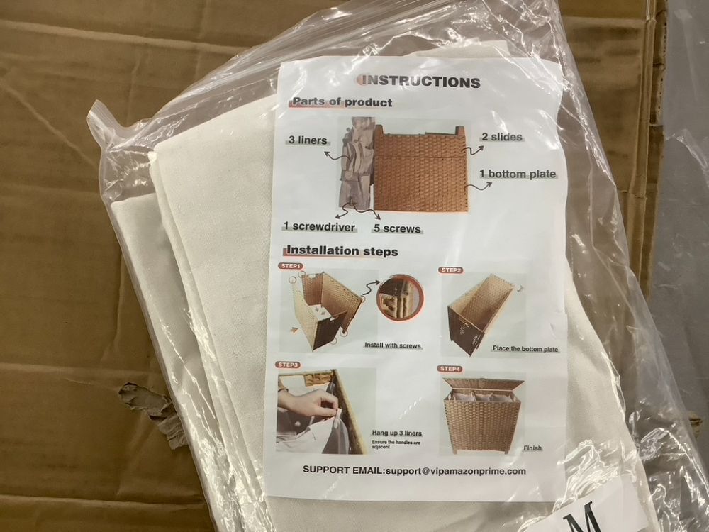 Rattan Laundry Hamper with 3 Removable Liner Bags - Image 4 - Lot 635