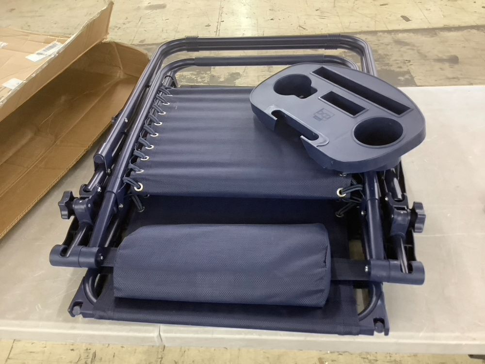 Folding Zero Gravity Recliner Patio Lounge Chair w/ Canopy, Side Tray - Image 1 - Lot 352