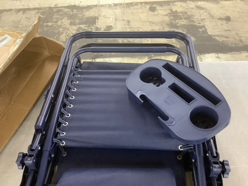 Folding Zero Gravity Recliner Patio Lounge Chair w/ Canopy, Side Tray - Image 3 - Lot 352