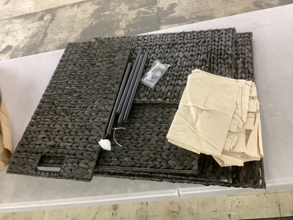 Large Water Hyacinth Double Laundry Hamper Basket w/ 2 Liner Bags - Image 3 - Lot 659