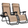 Set of 2 Adjustable Zero Gravity Patio Chair Recliners w/ Cup Holders - Thumbnail 1